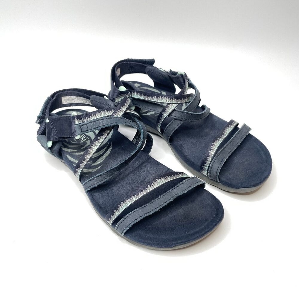 MERRELL Terran 3 Navy Teal Gray Cush Lattice Hiking Sandals Womens Size 8
